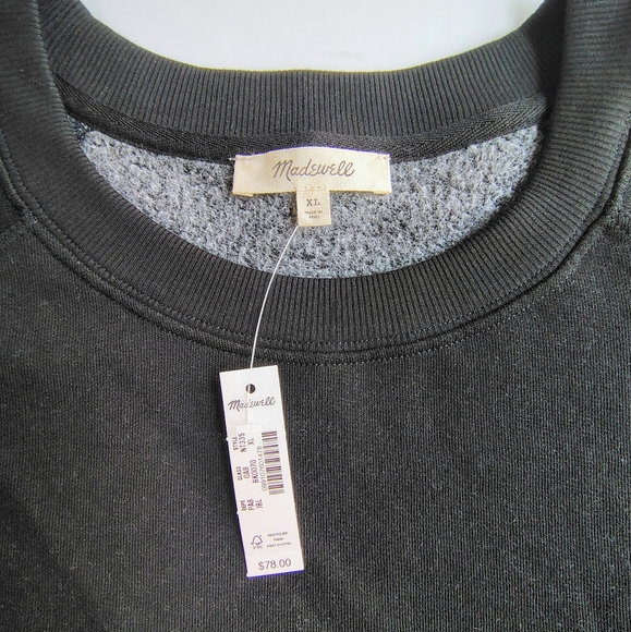 Madewell Puff Sleeve Sweatshirt Tee Women's Cotton Black sz XL. - Picture 6 of 16